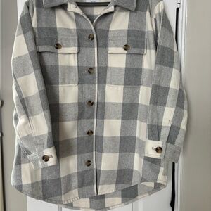 Old Navy Gray and White Plaid Jacket